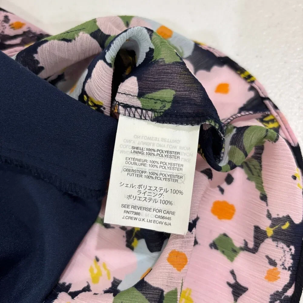 J Crew Black Pink Floral Dress S Long Sleeves A-line Romantic Career Office